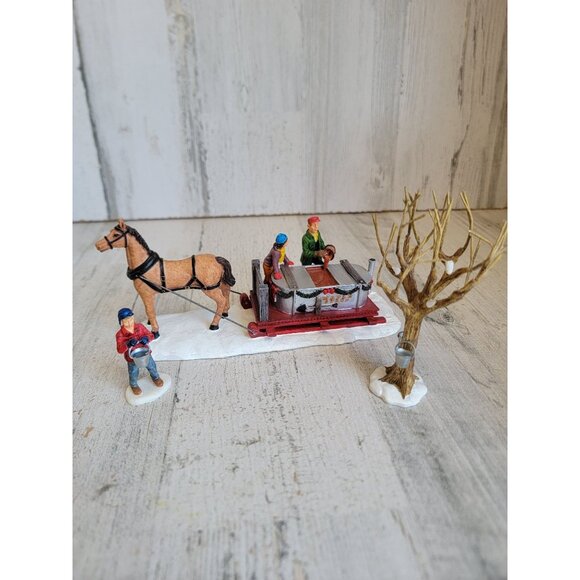 Lemax maple syrup sled Canadian unique village accessory Xmas set - Picture 1 of 7